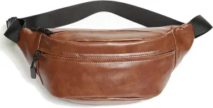 PU Leather Fanny Packs, Unisex Large Waist Bag Ultra Soft Leather Crossbody Belt Bag for Men Women, Fits Any Sports Walking Running Hiking Cycling Traveling Shopping Gift