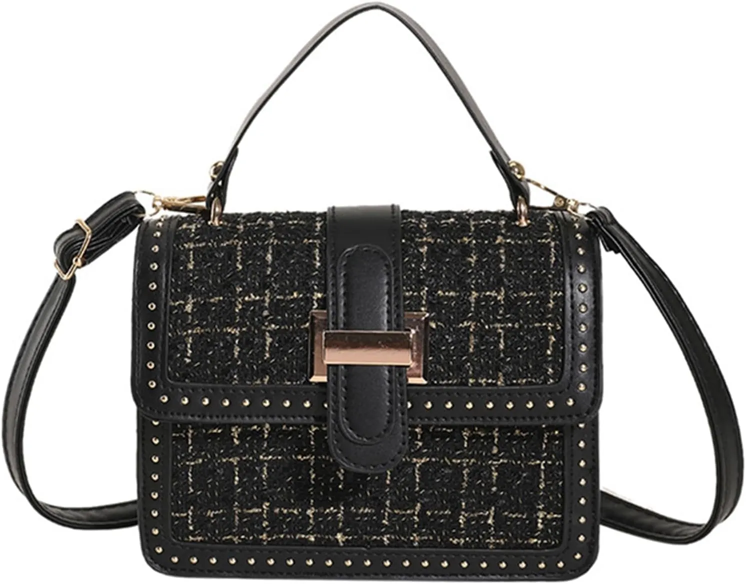 PU Leather Handbags for Women Woven Tote Shoulder Bag Ladies Satchel Bag Top Handle Bag with Adjustable Strap, One Color, One Size