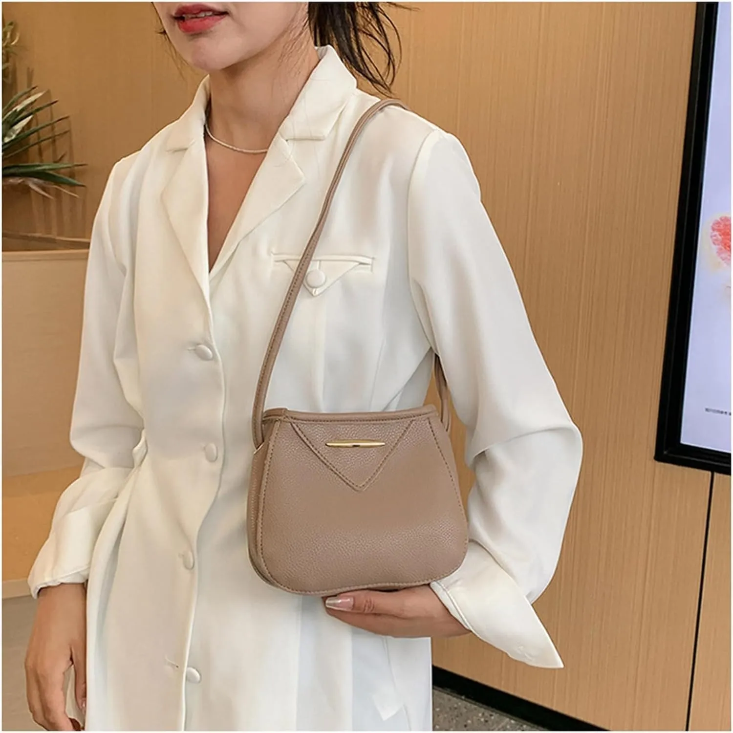 PU Leather Shoulder Bag College Crossbody Bag Tote Hobo Handbag Work PU Handbag and Purse for Women