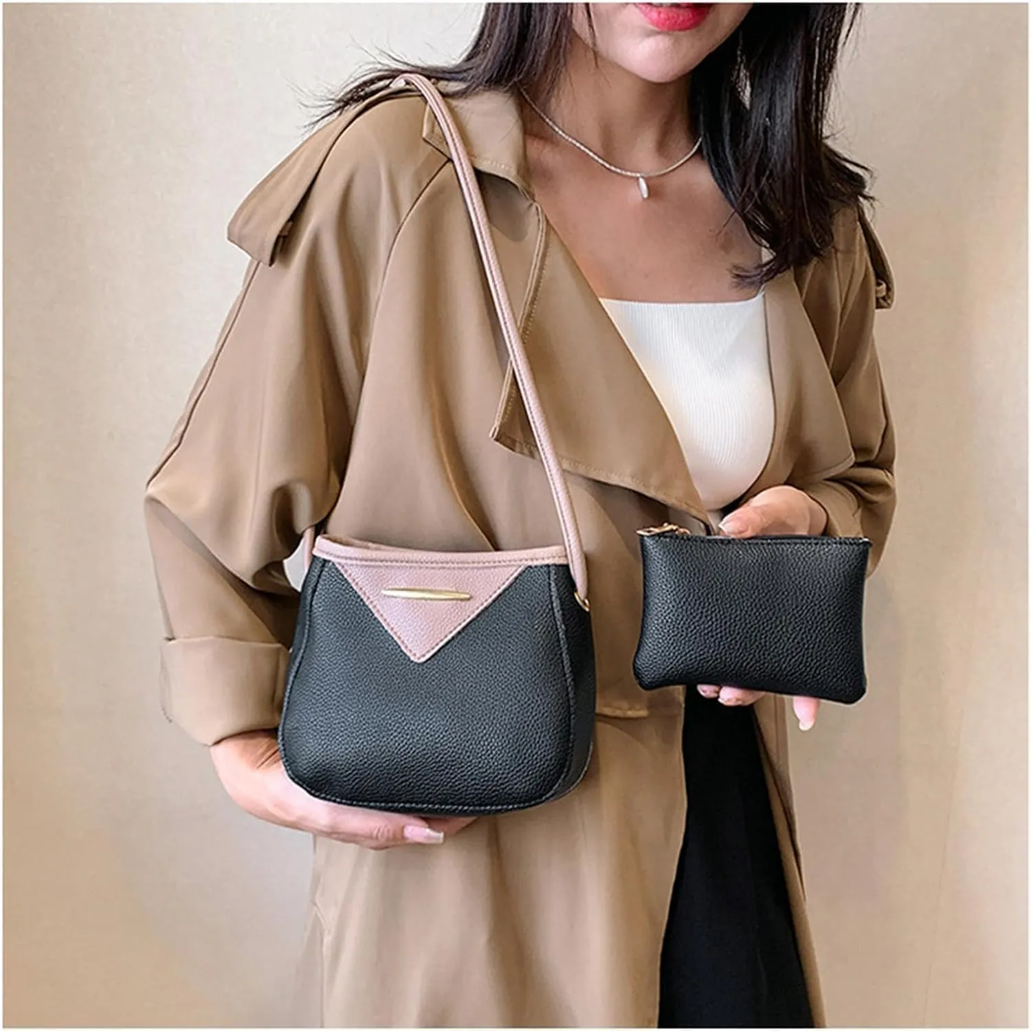 PU Leather Shoulder Bag College Crossbody Bag Tote Hobo Handbag Work PU Handbag and Purse for Women