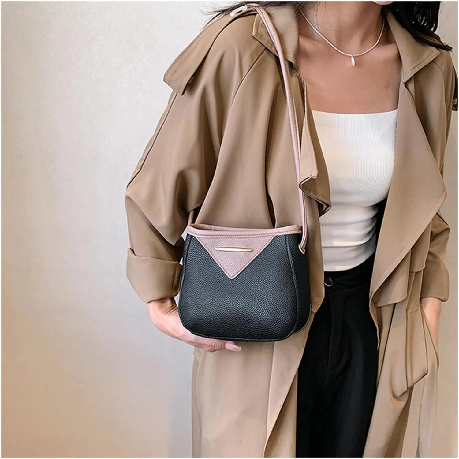 PU Leather Shoulder Bag College Crossbody Bag Tote Hobo Handbag Work PU Handbag and Purse for Women