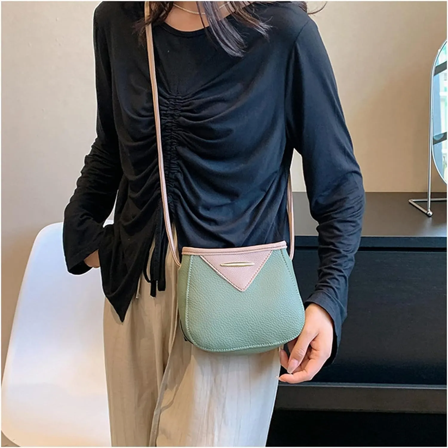 PU Leather Shoulder Bag College Crossbody Bag Tote Hobo Handbag Work PU Handbag and Purse for Women