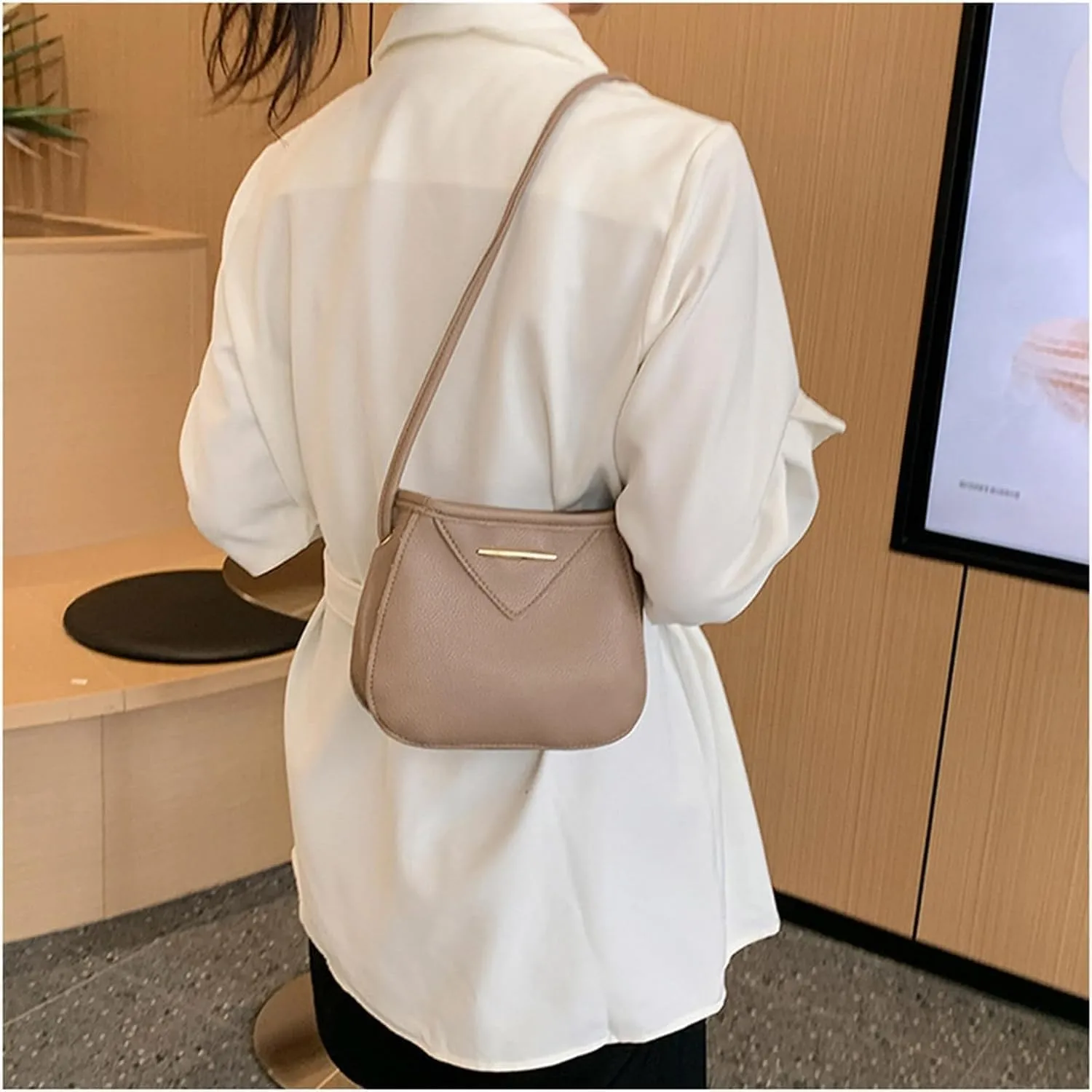 PU Leather Shoulder Bag College Crossbody Bag Tote Hobo Handbag Work PU Handbag and Purse for Women