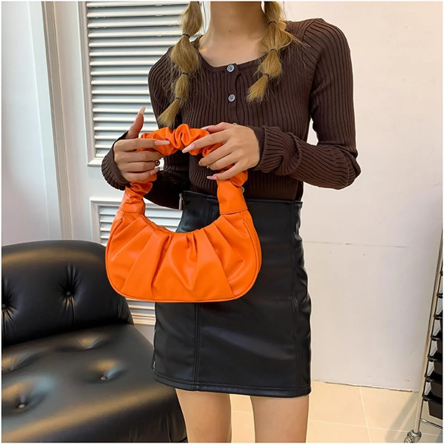 PU Leather Tote Bags for Women Small Tote Hobo Shoulder Bag PU Leather Hand Bag Underarm Bag for Work Travel