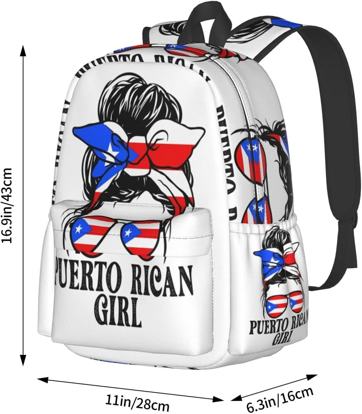 Puerto Rican Women Messy Bun Laptop Backpack Work Travel Backpacks Business Rucksack Casual Outdoor Daypack with Adjustable Strap Bags for Sports Office Gym Hiking
