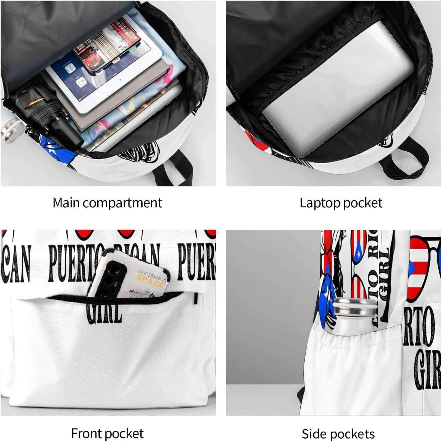 Puerto Rican Women Messy Bun Laptop Backpack Work Travel Backpacks Business Rucksack Casual Outdoor Daypack with Adjustable Strap Bags for Sports Office Gym Hiking