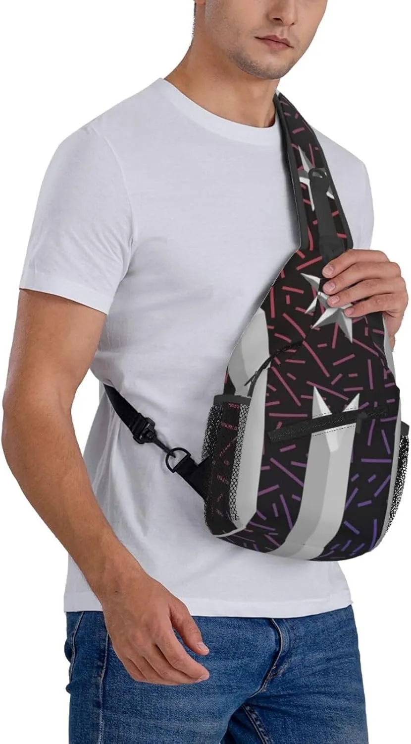 Puerto Rico Resiste Boricua Flag Crossbody Backpack Chest Shoulder Bag Lightweight One Strap Travel Hiking Daypack