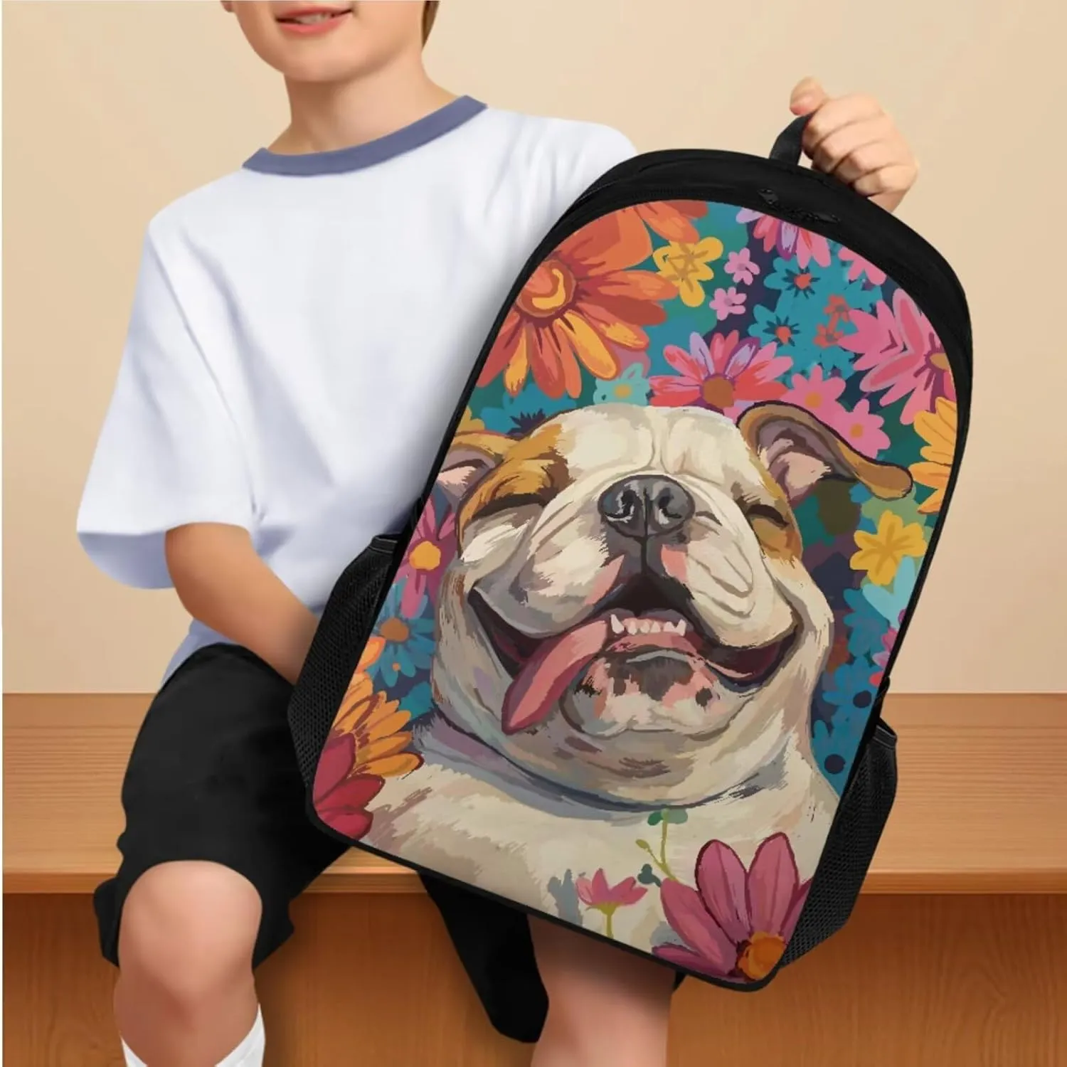 Puppdog Backpacks for Teens Girls Aesthetic 3rd to 5th Grade Portable School Backpack with Lunch Bag for Boys, Back to School Gifts