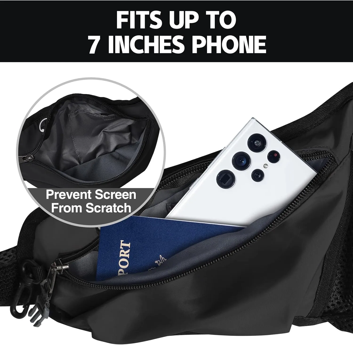 PYFK Running Belt Hydration Waist Pack with Water Bottle Holder for Men Women Waist Pouch Fanny Bag Reflective