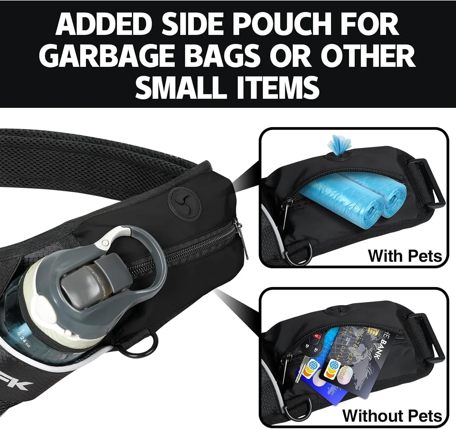 PYFK Running Belt Hydration Waist Pack with Water Bottle Holder for Men Women Waist Pouch Fanny Bag Reflective
