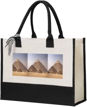 Pyramids of Egypt print Canvas Present Shopping Bag, women's present canvas handbag, canvas beach bag