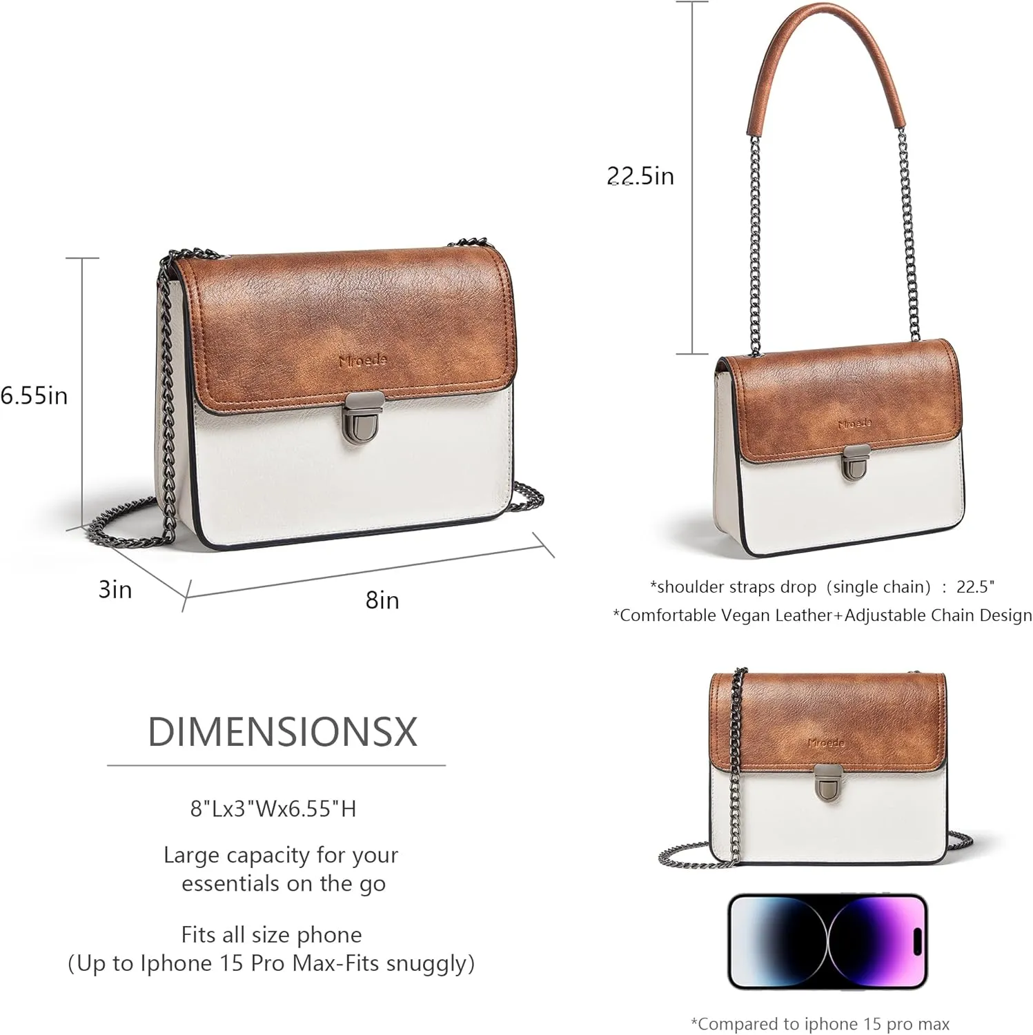 Quilted Crossbody Bags for Women 3-Pockets Crossbody Purses Vegan Leather Shoulder Handbags with Wide Strap