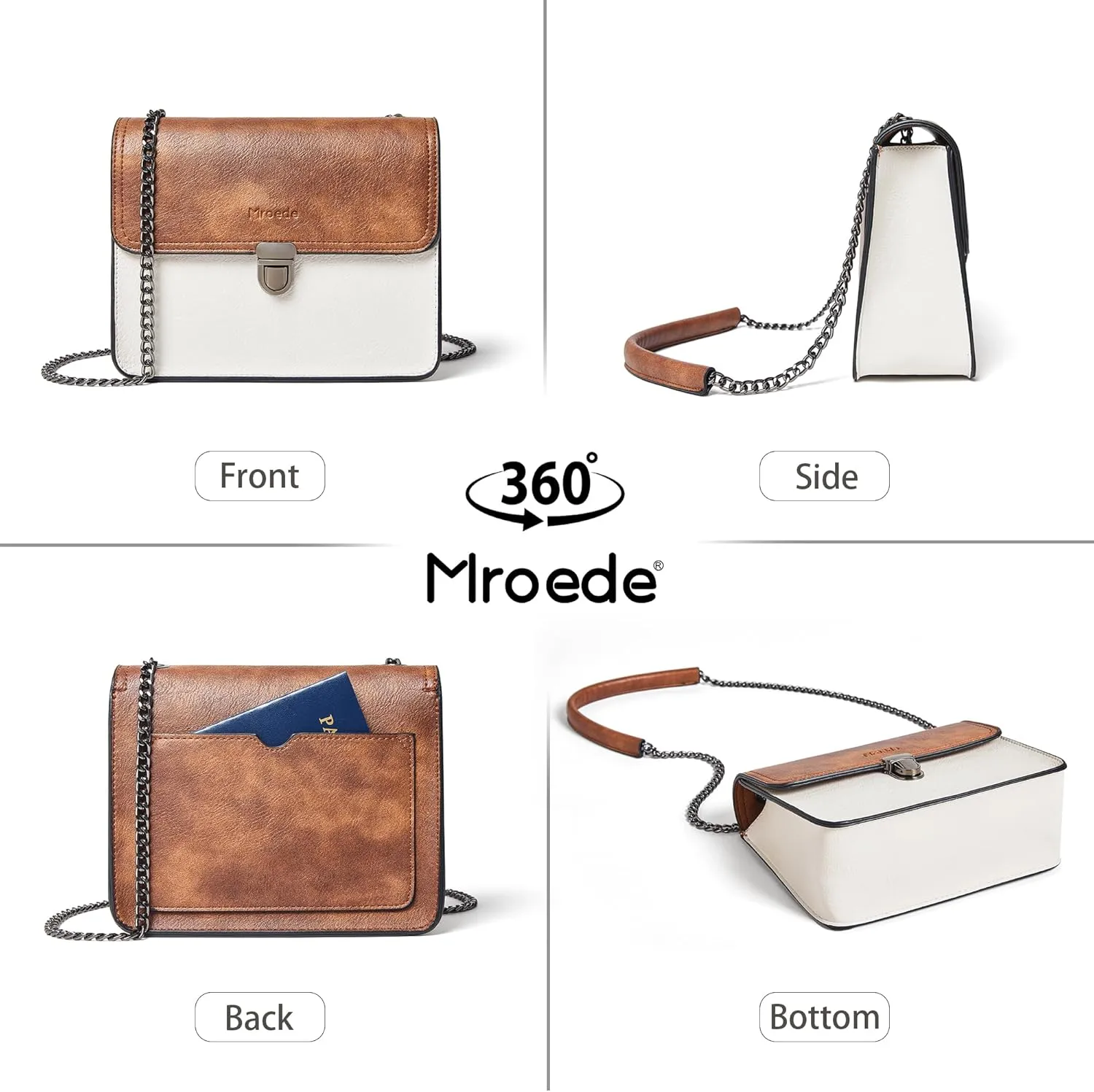 Quilted Crossbody Bags for Women 3-Pockets Crossbody Purses Vegan Leather Shoulder Handbags with Wide Strap