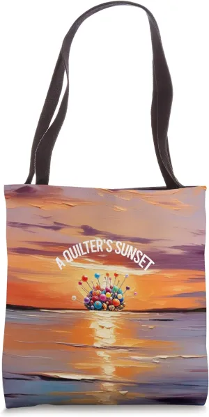 Quilter's sunset pincushion ocean art for sewing enthusiasts Tote Bag