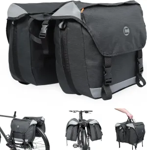 QYCHHJ 25-35L Bike Bags for Bicycles Rear Rack Bike Rack Bag with Water-Resistant Zippers, Waterproof Bike Trunk Bag with Side Pockets Pannier Bag for Bike Accessories