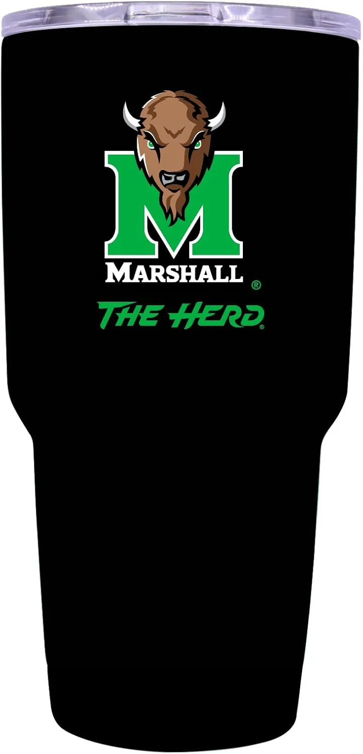 R and R Imports Marshall Thundering Herd 24 oz Insulated Stainless Steel Tumbler Black Officially Licensed Collegiate Product