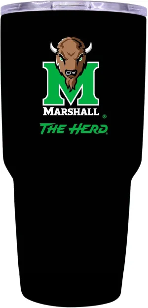 R and R Imports Marshall Thundering Herd 24 oz Insulated Stainless Steel Tumbler Black Officially Licensed Collegiate Product
