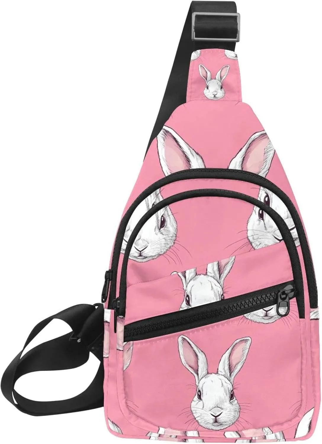 rabbit head (29) Crossbody Sling Backpack Sling Bag Travel Hiking Chest Bag Daypack