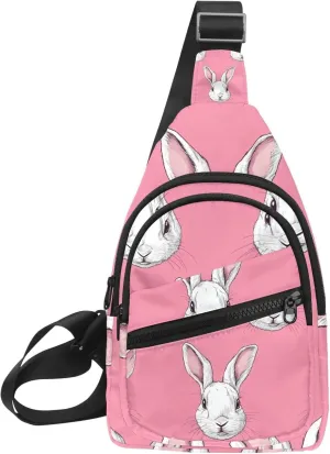 rabbit head (29) Crossbody Sling Backpack Sling Bag Travel Hiking Chest Bag Daypack