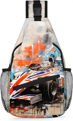Race Car Modern Sling Bag for Women Men, Waterproof Crossbody Sling Backpack Travel Outdoor Sports Chest Bag