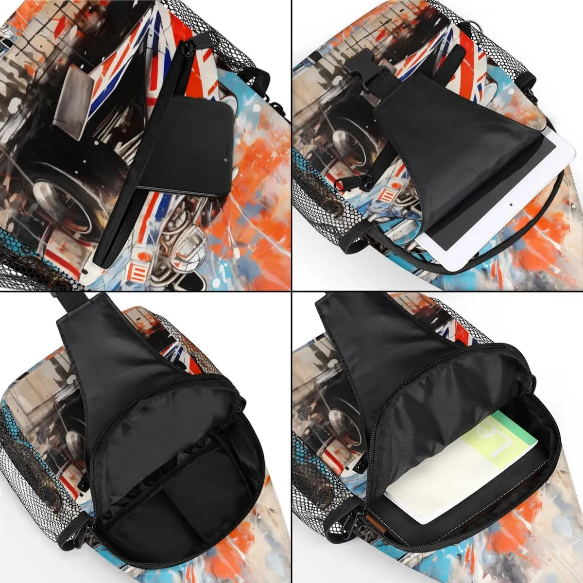 Race Car Modern Sling Bag for Women Men, Waterproof Crossbody Sling Backpack Travel Outdoor Sports Chest Bag