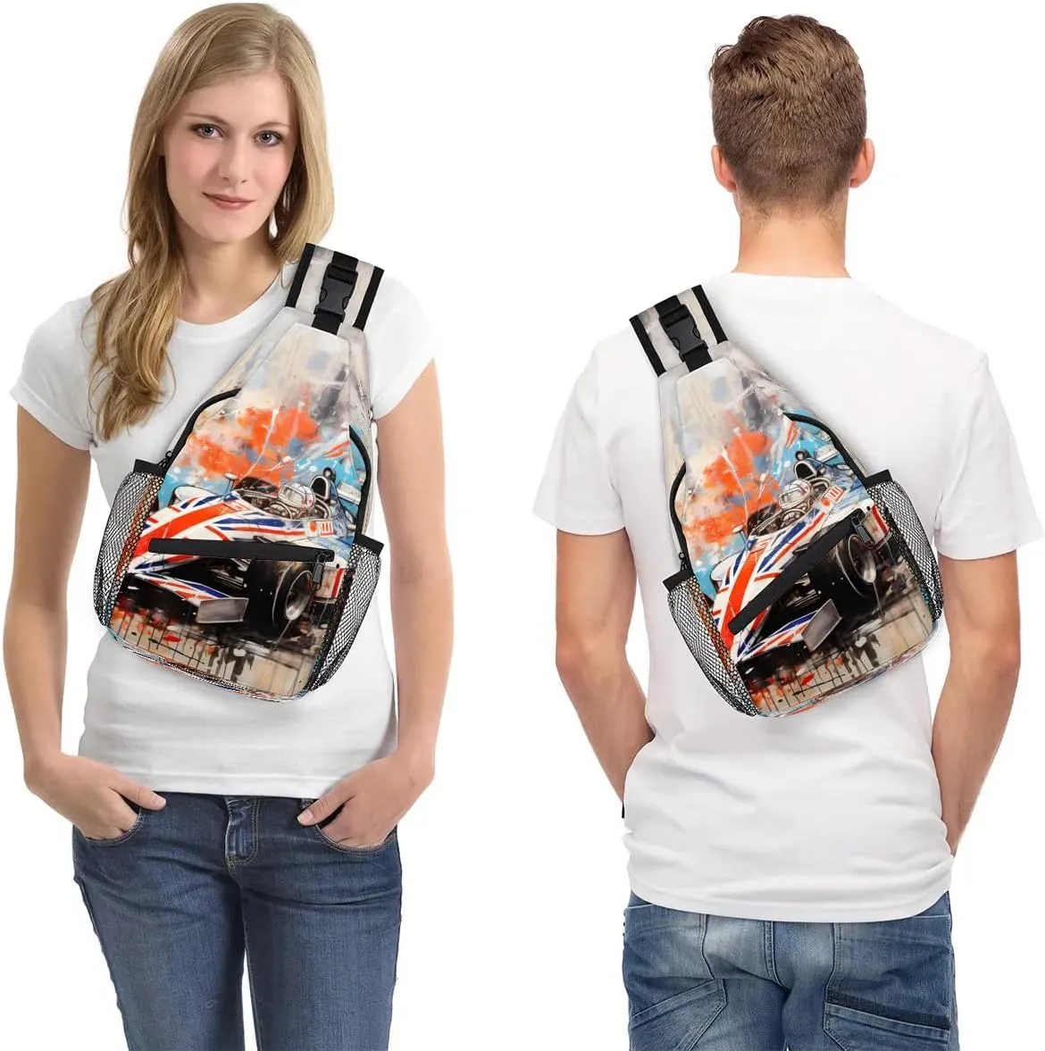 Race Car Modern Sling Bag for Women Men, Waterproof Crossbody Sling Backpack Travel Outdoor Sports Chest Bag