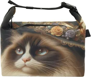 Ragdoll Cat Halloween Kitten Lunch Bags Women Insulated for Work Soft Adults Lunch Bag with Adjustable Shoulder Strap