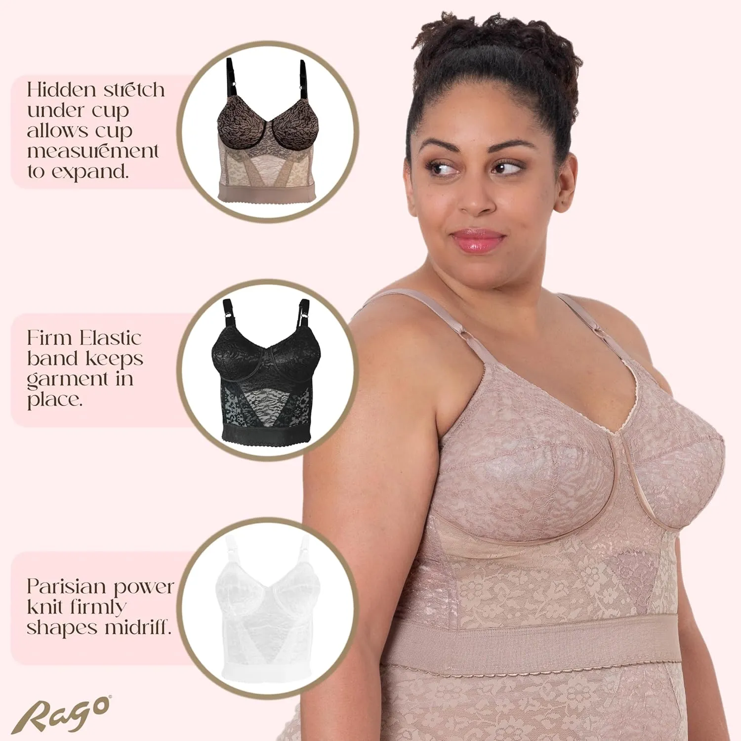Rago Style 2202 - Long Line “Expandable Cup” Bra