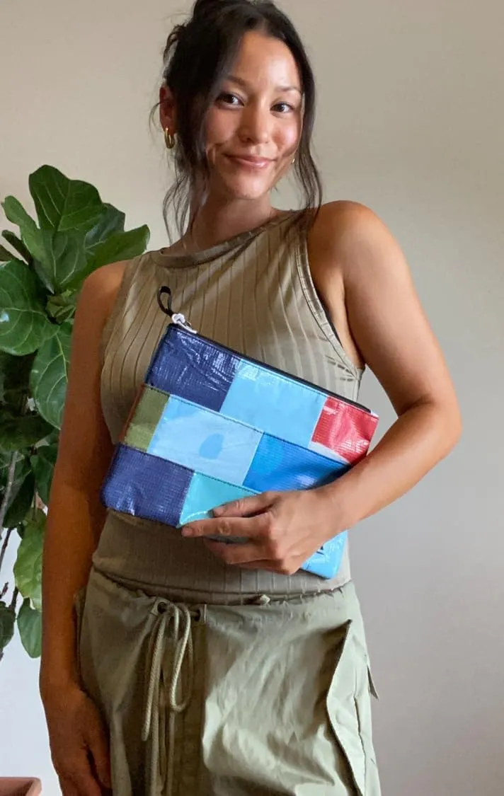 Rareform Patchwork Charlie Pouch | Lightweight, Recycled Material, Water-Resistant & Easy to Clean | Inner Fleece Lining, Unique Design, Colors May Vary