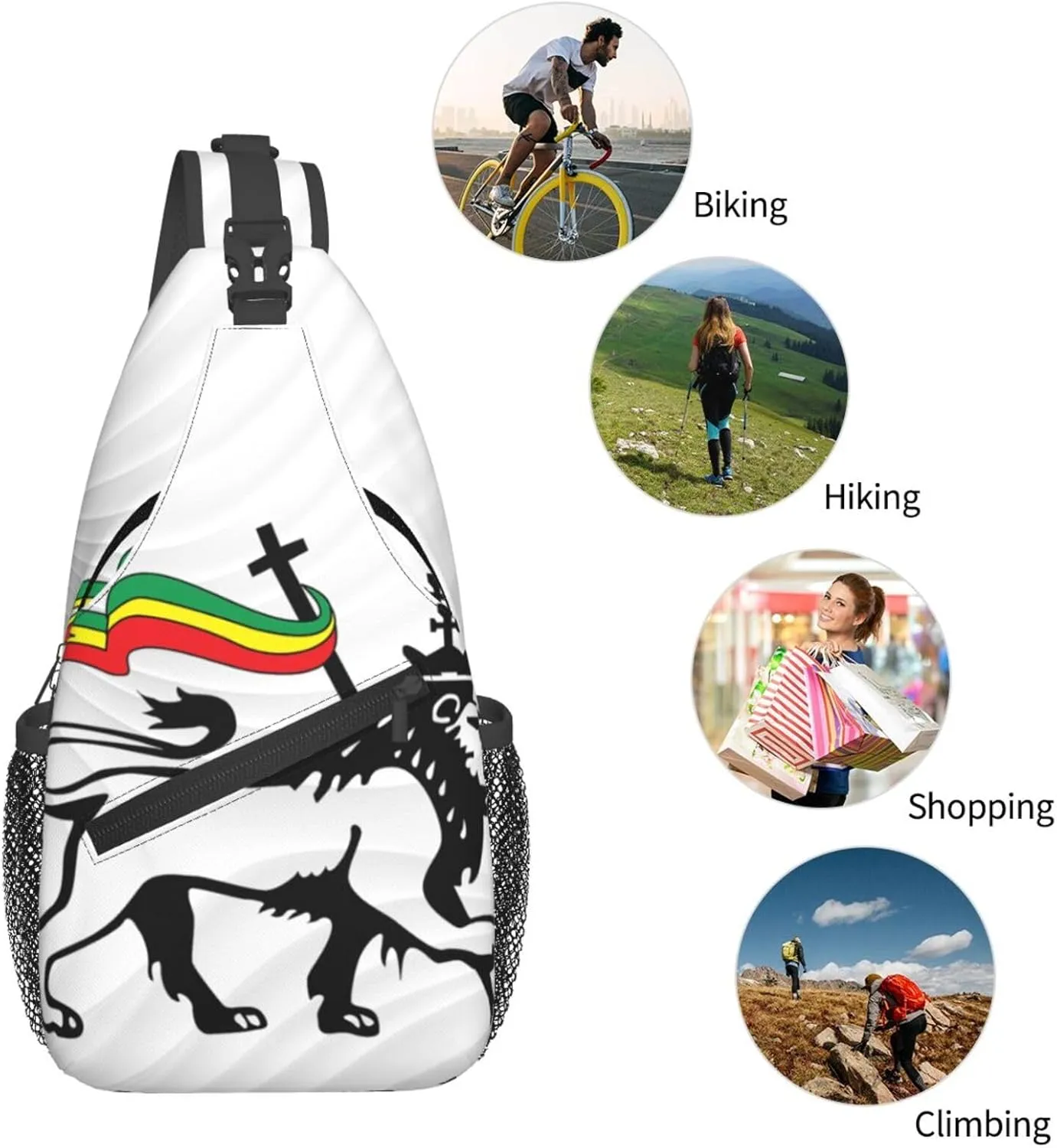 Rasta Lion Of Judah Small Crossbody Backpack Sling Bag For Men Women Mini One Shoulder Chest Bags Gym Sport Travel Hiking Daypack