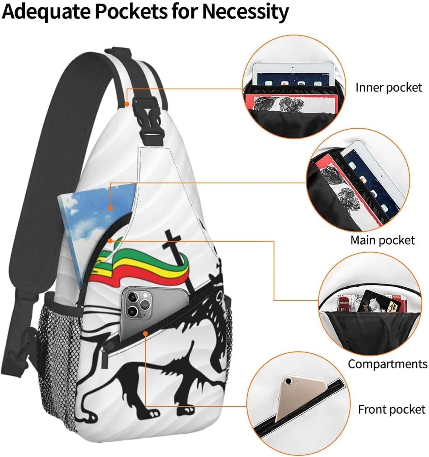Rasta Lion Of Judah Small Crossbody Backpack Sling Bag For Men Women Mini One Shoulder Chest Bags Gym Sport Travel Hiking Daypack