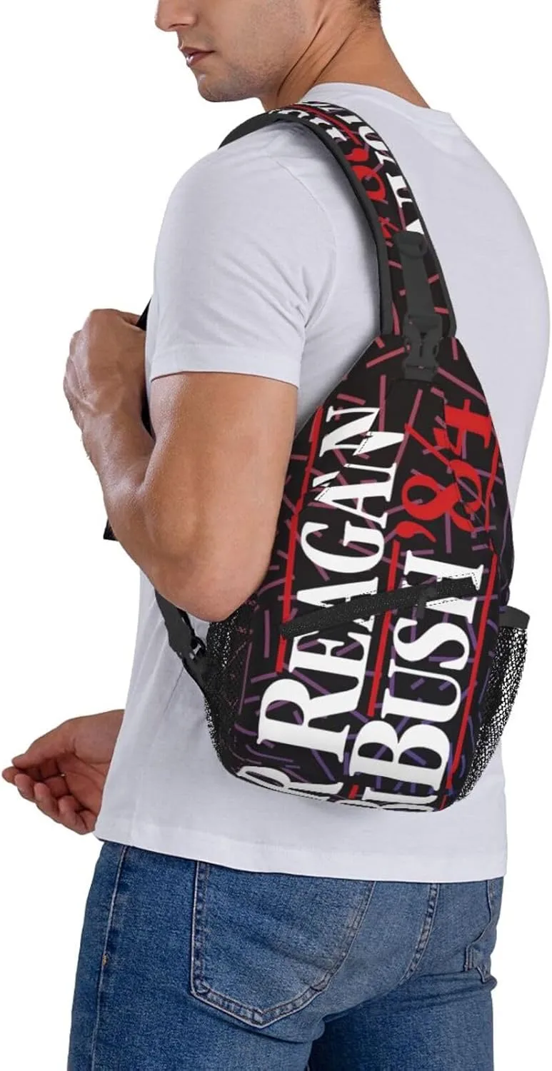 Reagan Bush 84 Crossbody For Men Women Sling Chest Bag Shoulder Bag Lightweight One Strap Backpack Multipurpose Travel Hiking Daypack