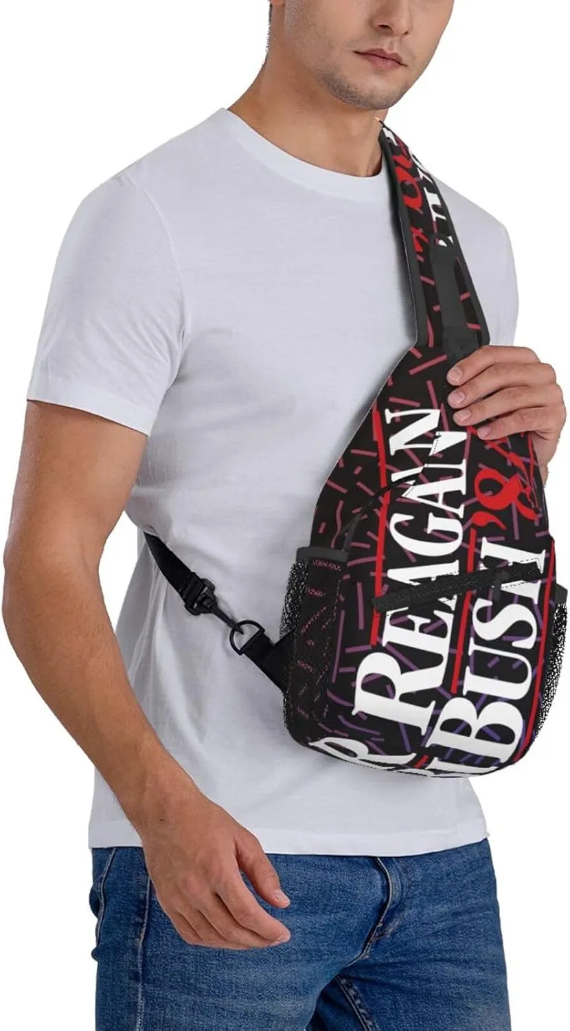 Reagan Bush 84 Crossbody For Men Women Sling Chest Bag Shoulder Bag Lightweight One Strap Backpack Multipurpose Travel Hiking Daypack