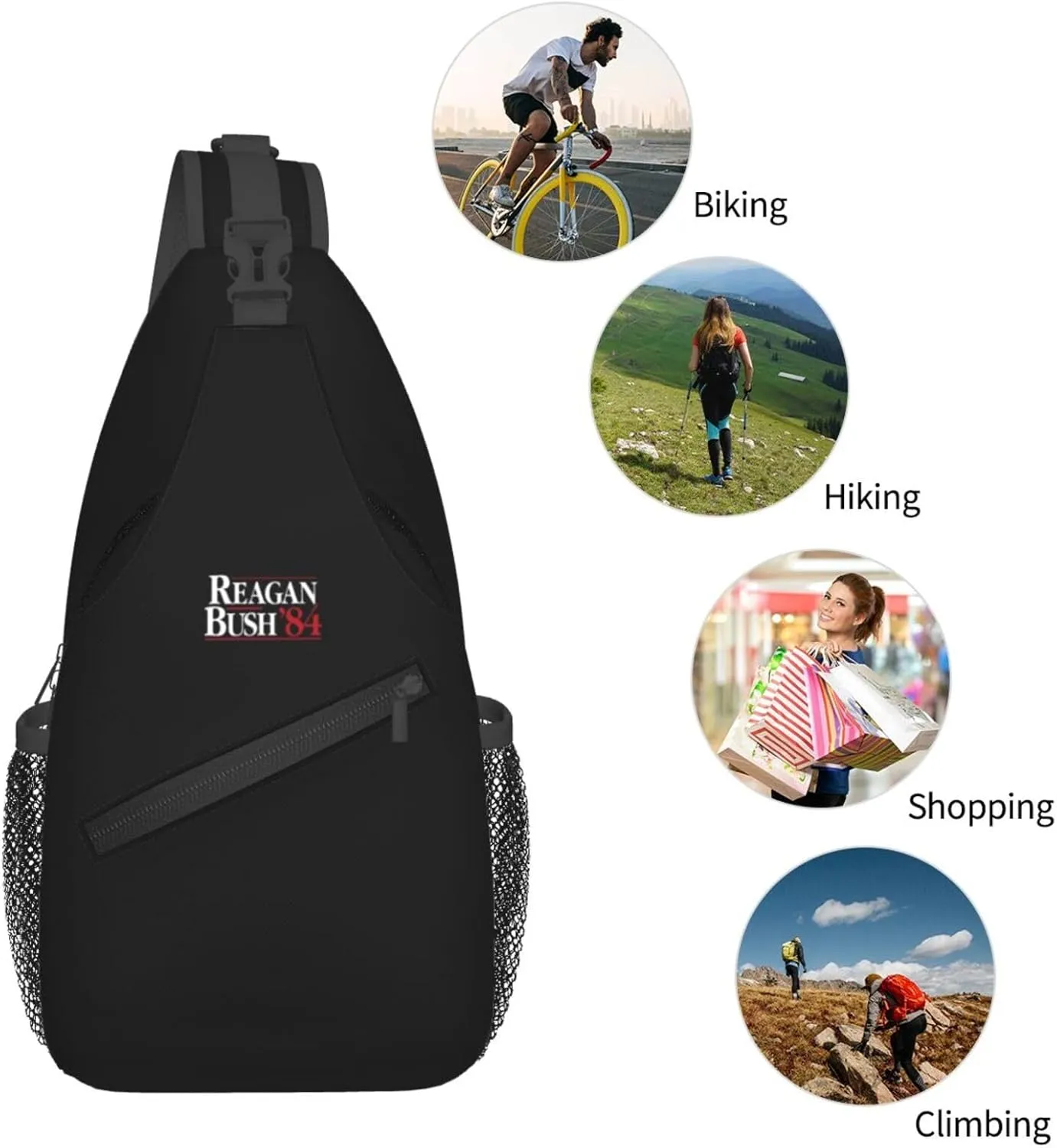 Reagan Bush 84 Sling Bag Crossbody Backpack Shoulder Casual Daypack Bag for Men Women
