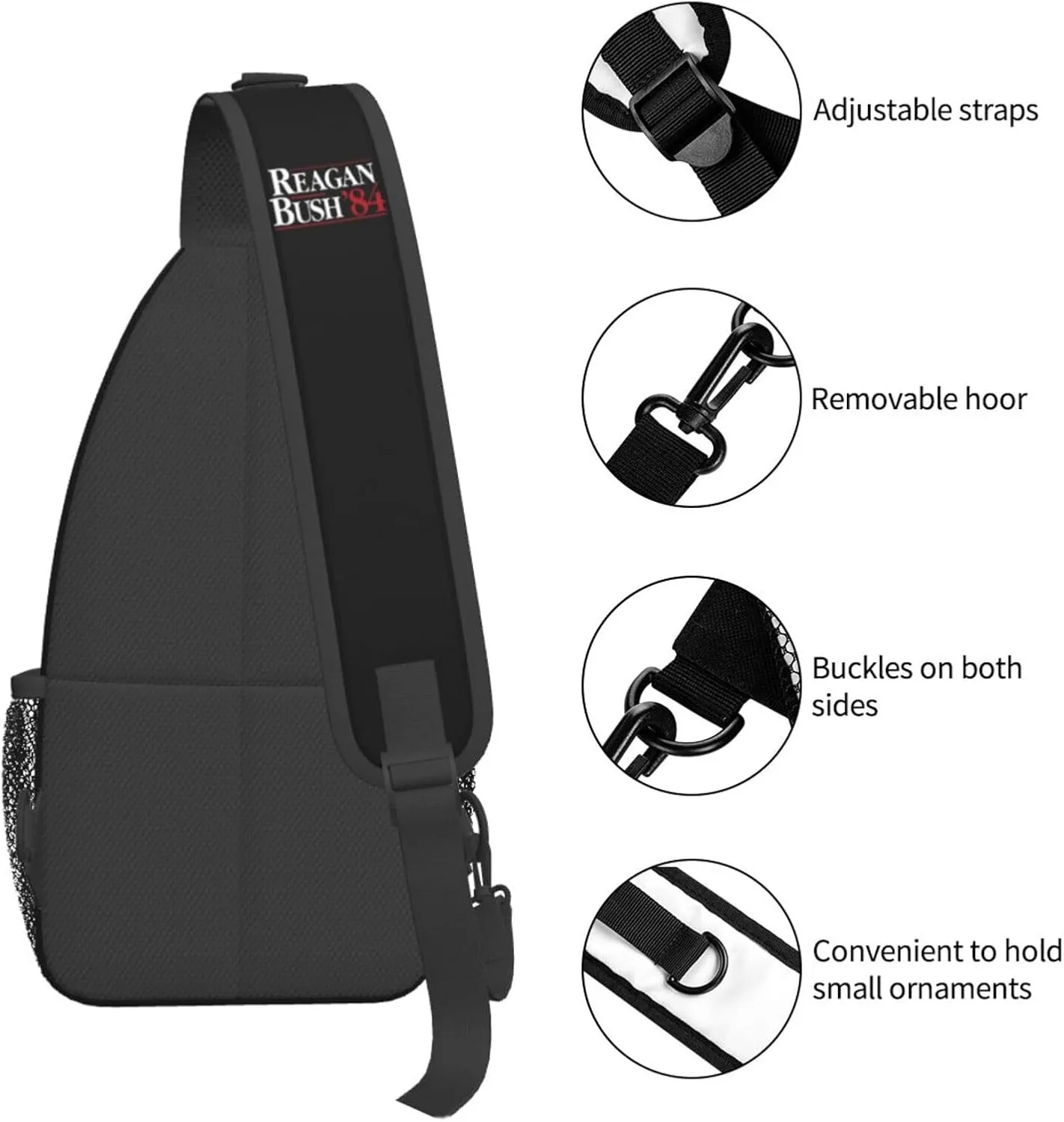 Reagan Bush 84 Sling Bag Crossbody Backpack Shoulder Casual Daypack Bag for Men Women
