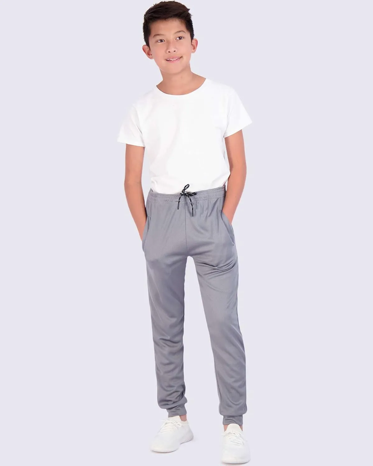 Real Essentials 3 Pack: Boy's Mesh Active Athletic Casual Jogger Sweatpants with Pockets