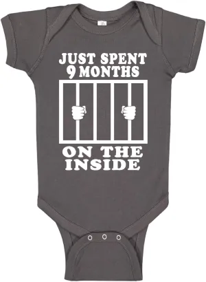 Reaxion Funny Cute Baby Boy Girl Handmade Clothes Infant Just Spent 9 Months On The Inside Bodysuits