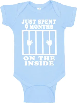 Reaxion Funny Cute Baby Boy Girl Handmade Clothes Infant Just Spent 9 Months On The Inside Bodysuits