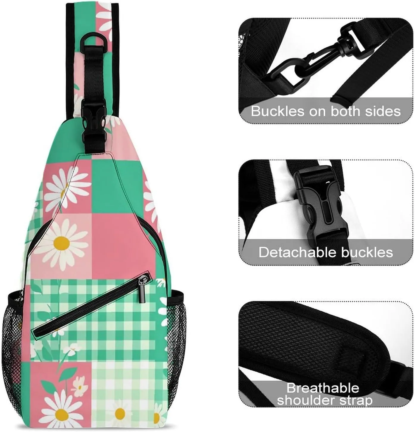 Red And Black Camouflage Sling Bag Lightweight Crossbody Chest Pack Travel Shoulder Bag with Adjustable Strap