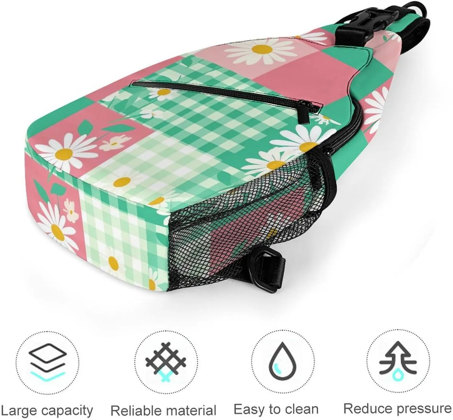 Red And Black Camouflage Sling Bag Lightweight Crossbody Chest Pack Travel Shoulder Bag with Adjustable Strap