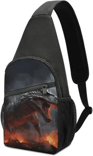 Red Magma Flying Dragons Sling Bag Lightweight Crossbody Shoulder Backpacks Hiking Travel Daypack Chest Bag for Women Men