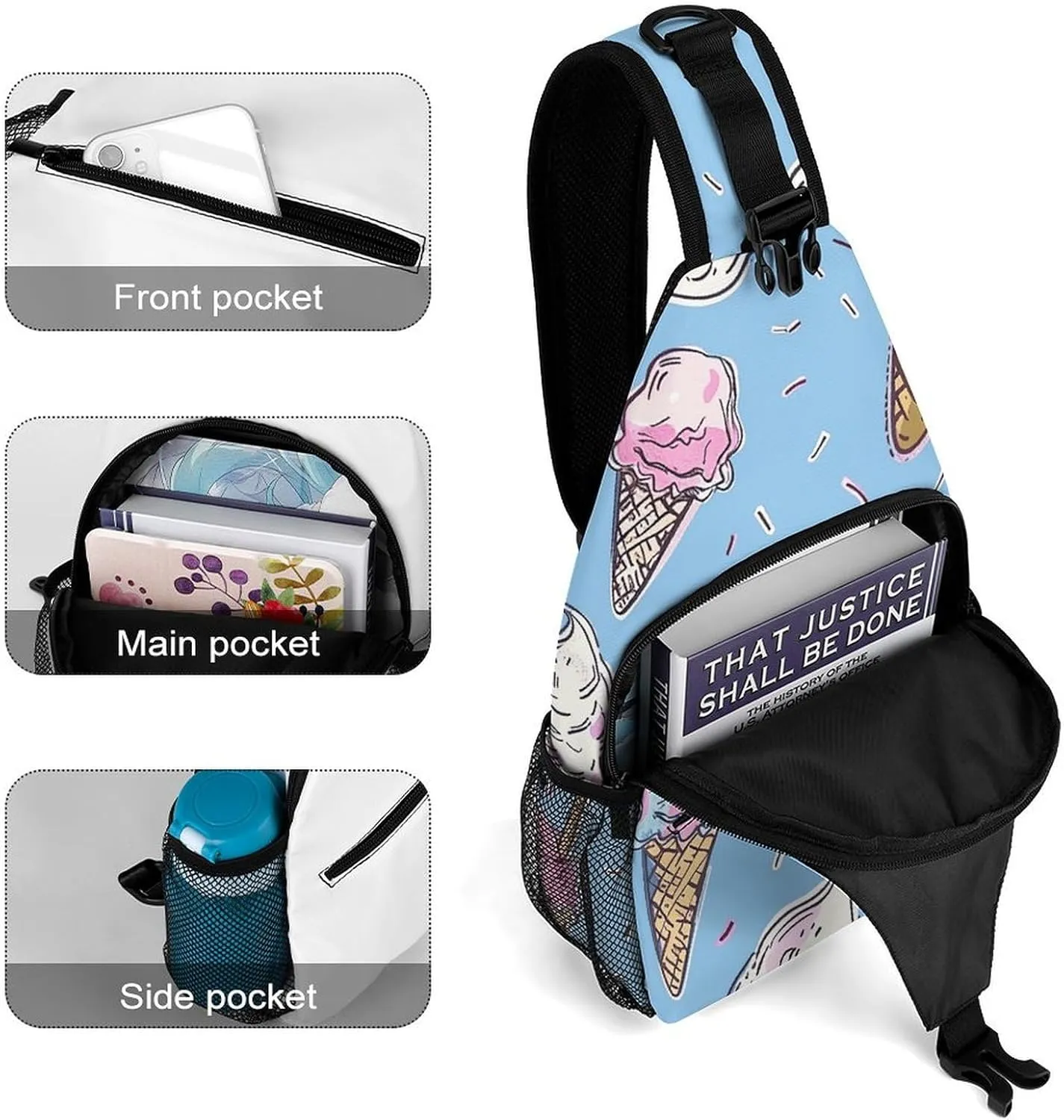 Red Theme Leaves Sling Bag Lightweight Crossbody Chest Pack Travel Shoulder Bag with Adjustable Strap
