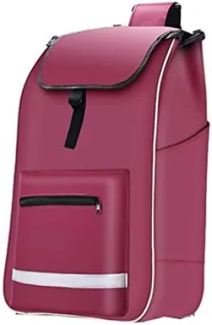Reflective Folding Shopping Hand Cart Bag - 48L Oxford Cloth Portable Waterproof Shopping Trolley Bags, Shopping Trolley Replacement Bag with Side Pockets, 30 * 19 * 55cm (Color : Purple)