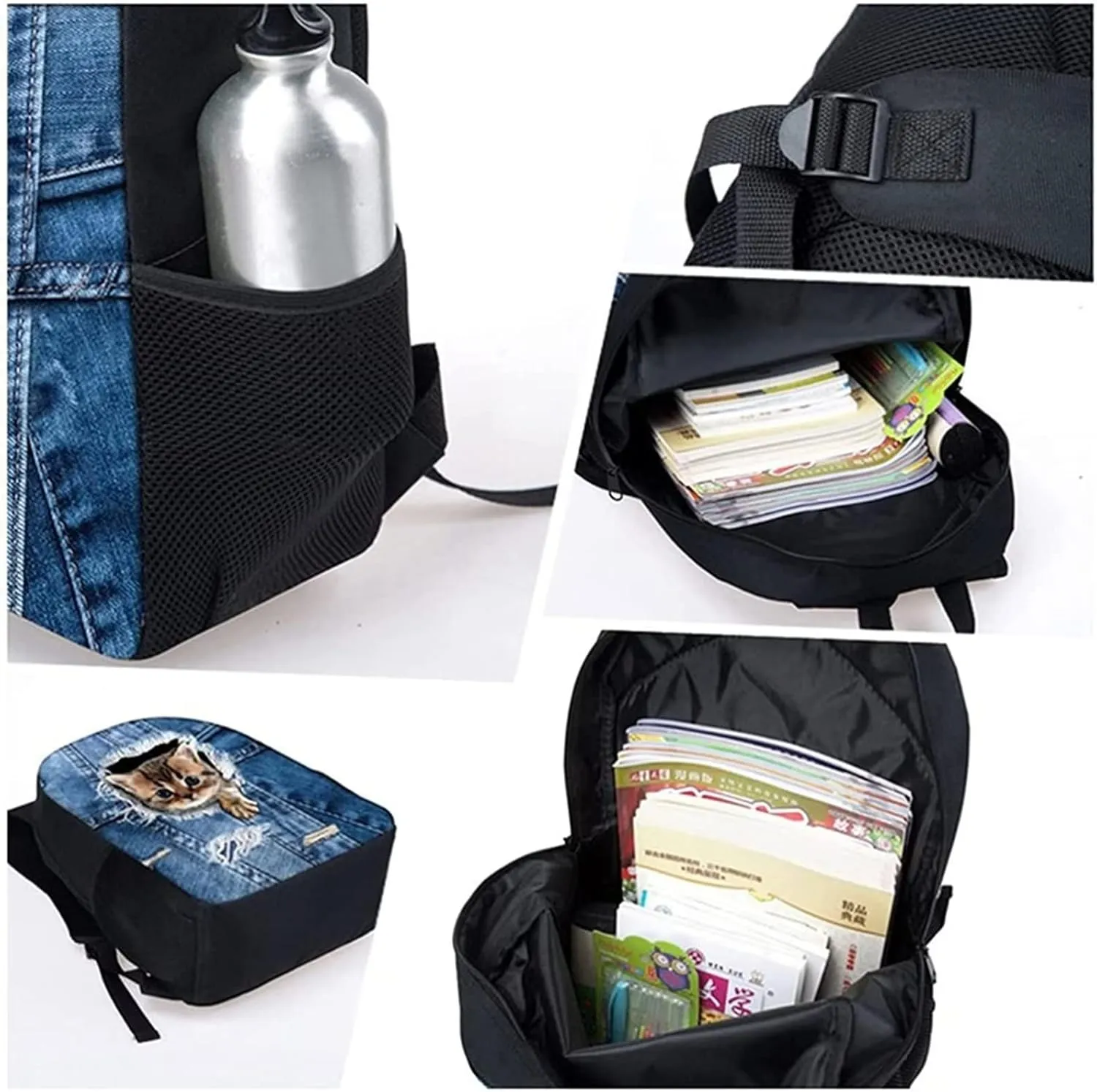 Renewold Custom Personalized 3pcs Backpack Set Add Your Own Photo School Bag Set for Preschool Primary Middle School Student Customized Bookbag with Insulated Lunch Tote Bag Pencil Pen Pouch