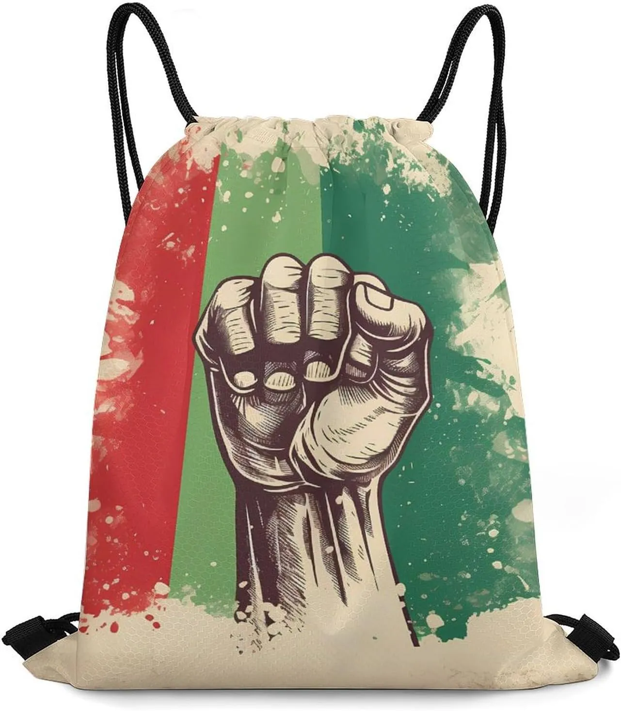 Retro Raised Fist Mexico Flag Drawstring Backpack Lightweight String Bag Sports Sackpack Cinch Bags for Gym Travel