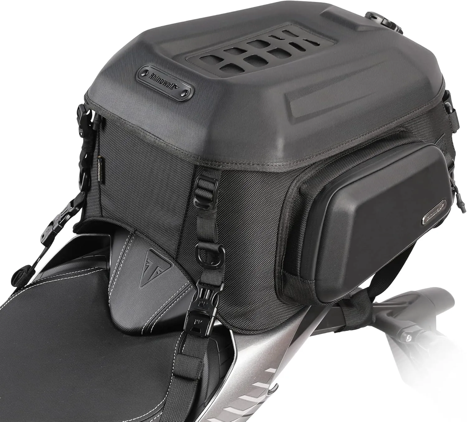 Rhinowalk Motorcycle Tail Bag Rear Seat Bag Hard Shell Waterproof 23-35L Expandable Motorbike Helmet Bag Luggage Bag Storage Bag