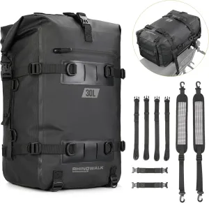 Rhinowalk Multifunctional Waterproof Rear Rack Trunk Motorcycle Seat Bag, Black 30L
