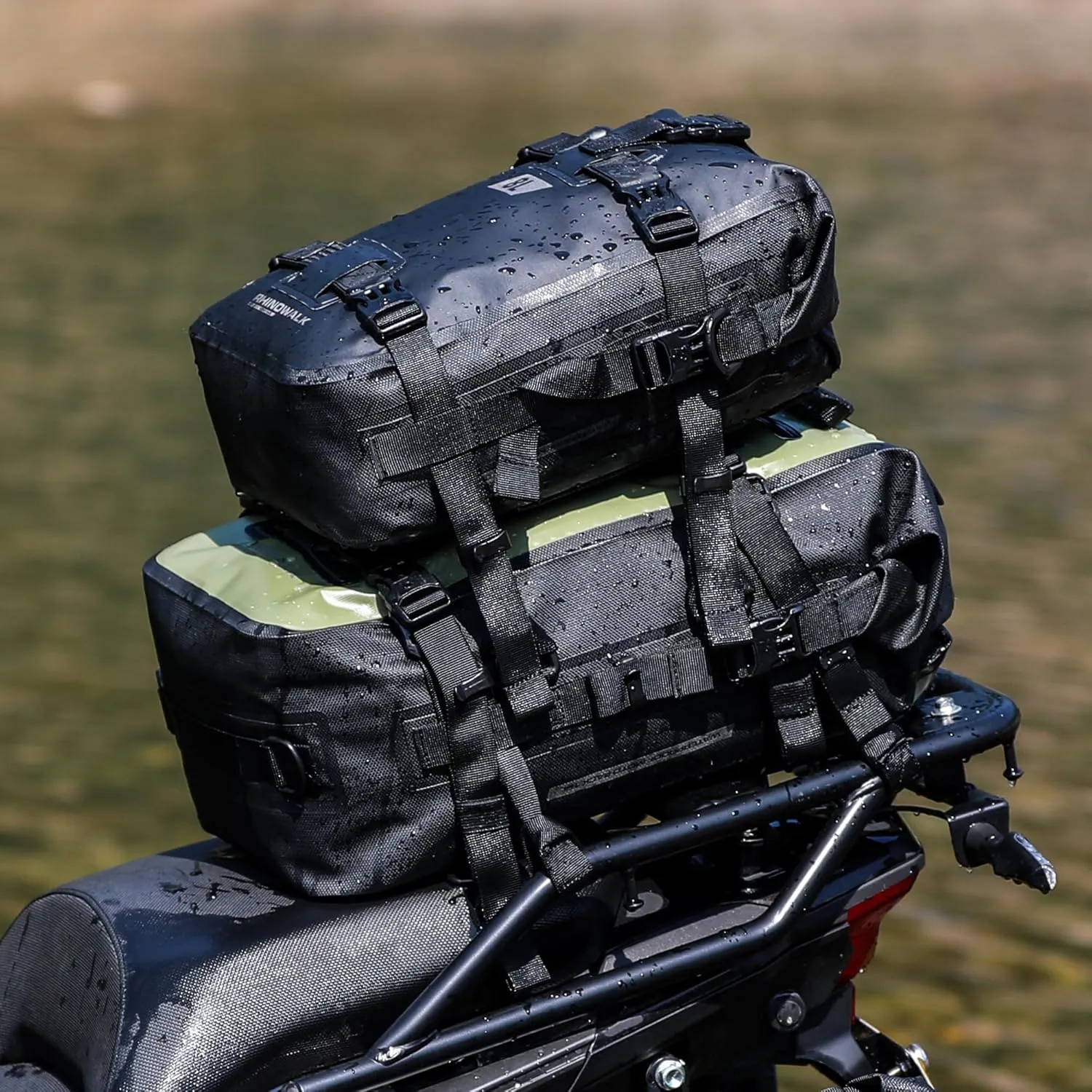 Rhinowalk Multifunctional Waterproof Rear Rack Trunk Motorcycle Seat Bag, Black 30L