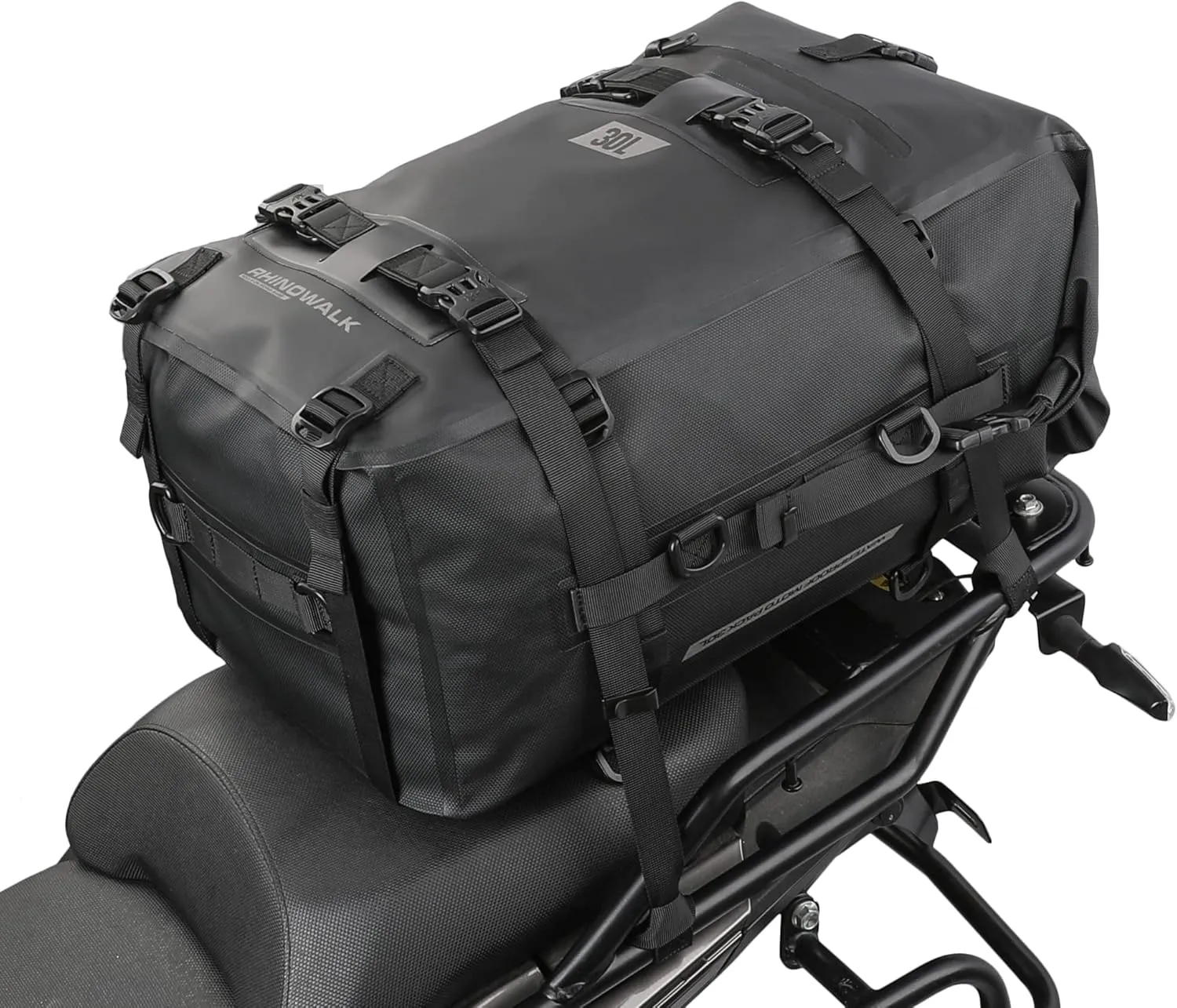 Rhinowalk Multifunctional Waterproof Rear Rack Trunk Motorcycle Seat Bag, Black 30L