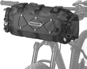 Rhinowalk Waterproof Handlebar Bag 12L, Roll-Top Bikepacking Dry Bag with Front Panel & Removable Harness, Shoulder Strap Included (Type 9300)